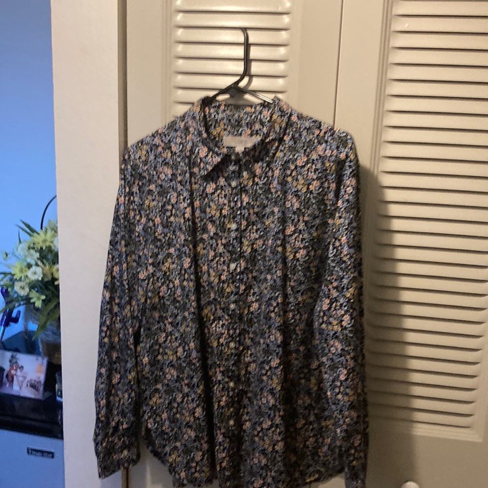 Loft Floral Blouse With Long Sleeves.